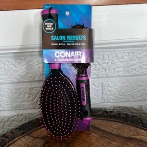 Conair Professional Full & Mid Size Nylon Cushion Detangle Style Brush 2pc Set